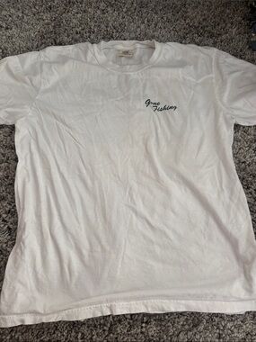White Christian'Gone Fishing' Short-Sleeve Crewneck Shirt